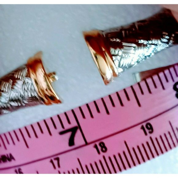 Two Tone Bracelet Hinged Cuffed Silver and Gold Tone approx. 7" - Picture 5 of 6